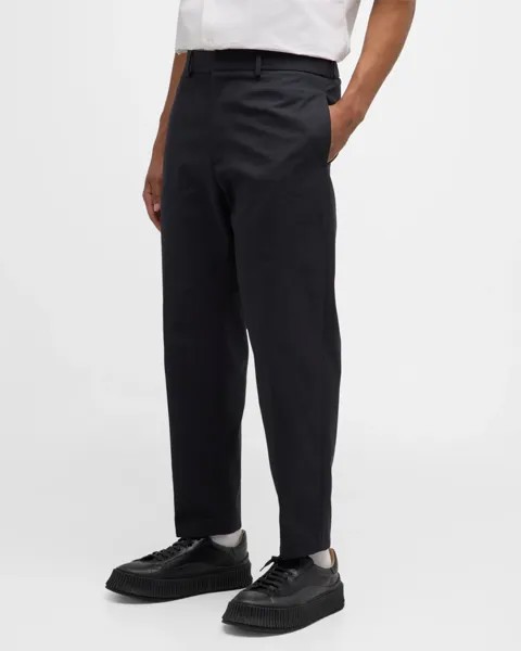 Мужские прямые брюки из габардина прямого кроя Jil Sander, цвет Dark Navy