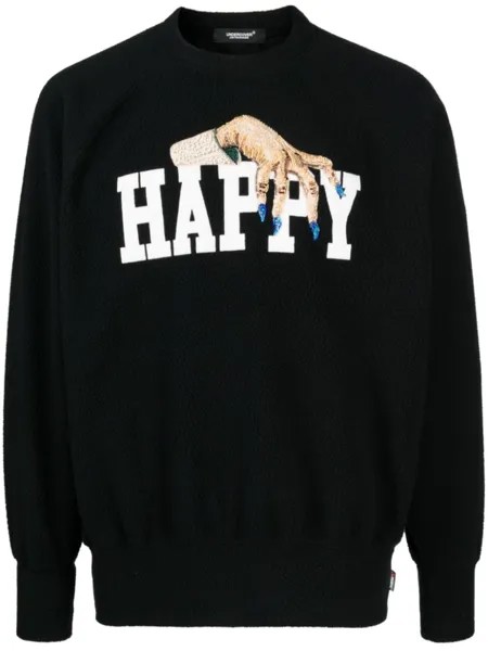Undercover bead-embellished fleece sweatshirt, черный