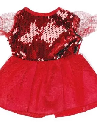 Платье для куклы 40-42см, красное с двусторонними пайетками Карапуз
