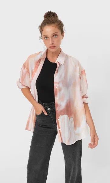 Stradivarius Рубашка Свободного Кроя Сиреневый Xs