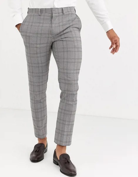 Коричневые клетчатые брюки зауженного кроя в стиле ретро Burton Menswear-Коричневый