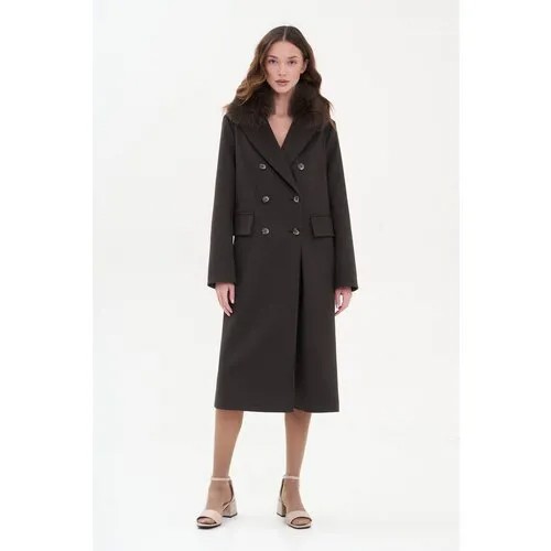 Пальто-пиджак  EKATERINA ZHDANOVA демисезонное, демисезон/зима, шерсть, силуэт полуприлегающий, средней длины, размер 42/44/164-172, коричневый