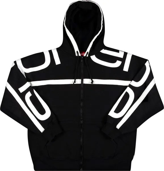 Толстовка Supreme Big Logo Paneled Zip Up Hooded Sweatshirt 'Black', черный