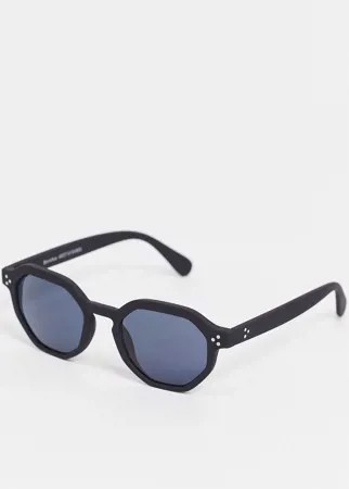 Солнцезащитные очки в шестиугольной оправе черного цвета Bershka-Черный цвет