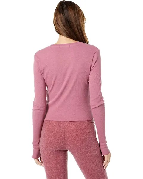 Футболка с длинным рукавом Wildfox Ren 2X1 Rib Long Sleeve Tee, цвет Pigment Dry Rose