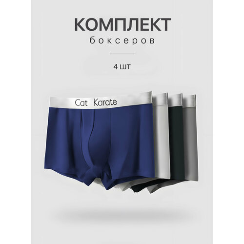 Трусы , комплект из 4 шт., размер 6XL, синий, белый, черный, серый