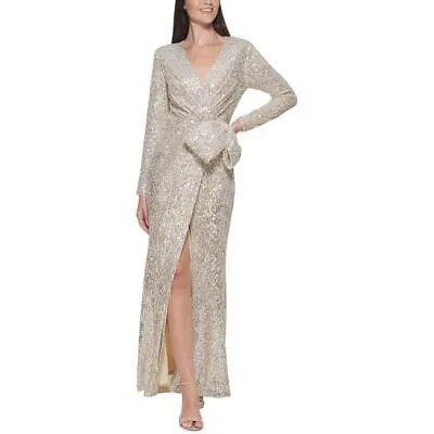 Eliza J Женское Бежевое Вечернее Платье Макси с Блестками Petites 8P BHFO 7696