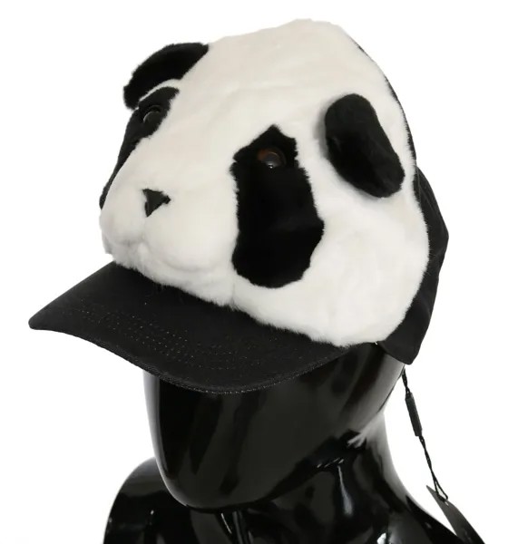 DOLCE - GABBANA Шляпа Хлопковая черно-белая бейсболка с мехом панды s. 57/С $500