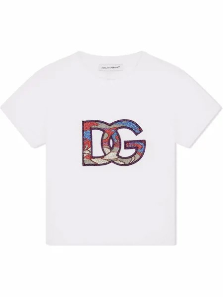 Dolce & Gabbana Kids футболка с вышитым логотипом