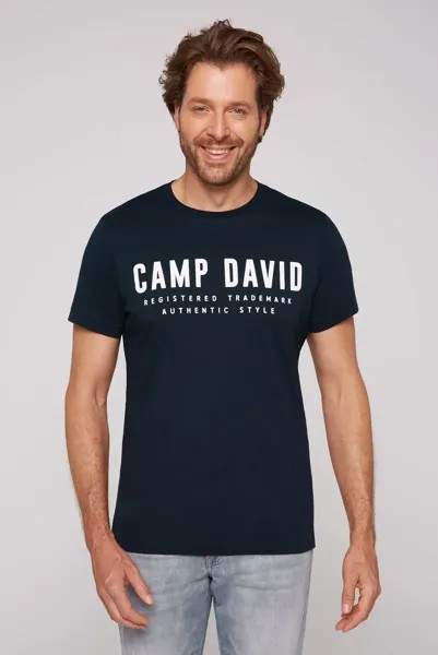 Рубашка CAMP DAVID с круглым вырезом, хлопок, синий