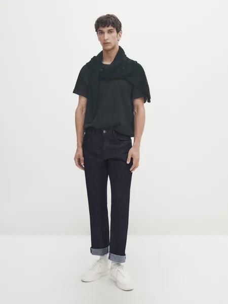 Джинсы стандартной посадки с полосканием Massimo Dutti, индиго