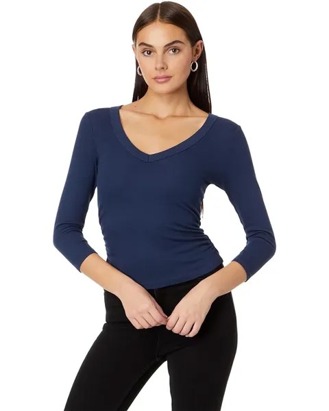 Футболка Michael Stars Enid 3/4 Sleeve V-Neck Crop, цвет Nocturnal