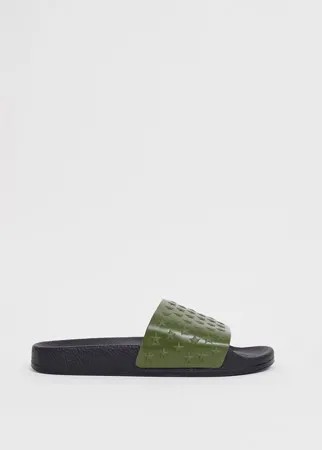 Шлепанцы цвета хаки со звездами KG by Kurt Geiger-Зеленый
