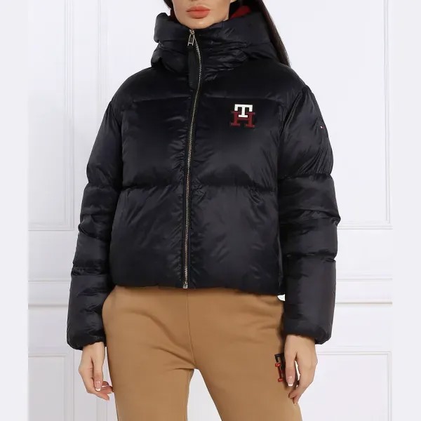 Пуховик стандартного кроя с монограммой и логотипом Tommy Hilfiger, синий