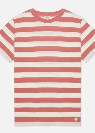 Мужская футболка Armor-Lux Heritage Linen Mix Stripe, цвет розовый, размер S