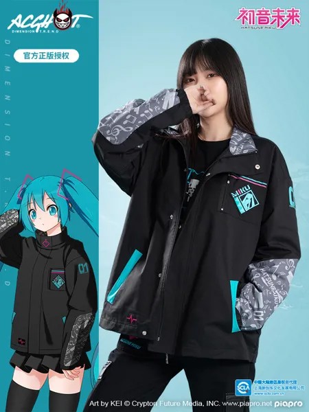Женский тренчкот на молнии аниме Moeyu Miku, осенне-зимняя повседневная куртка с вокалоидным рисунком