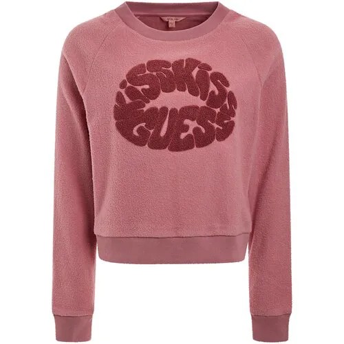 Свитшот GUESS, силуэт свободный, средней длины, размер M, розовый