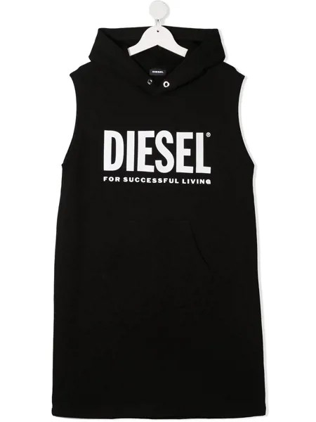 Diesel Kids платье с капюшоном и логотипом