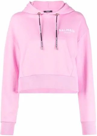 Balmain укороченное худи с логотипом