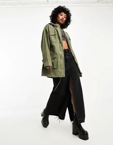 Удобная парка цвета хаки с четырьмя карманами ASOS
