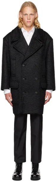 Черное двубортное пальто Valentino