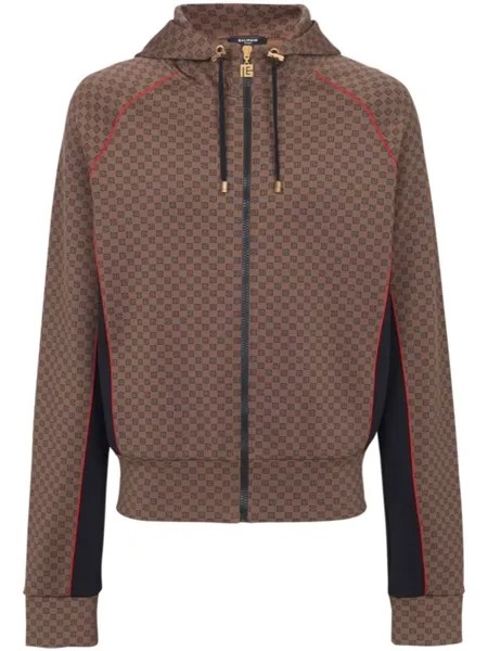 Balmain спортивная куртка с узором, коричневый