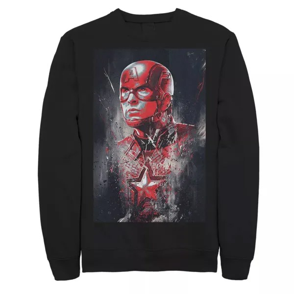 Мужской флисовый пуловер с изображением Капитана Америки красного оттенка и плакатом Marvel
