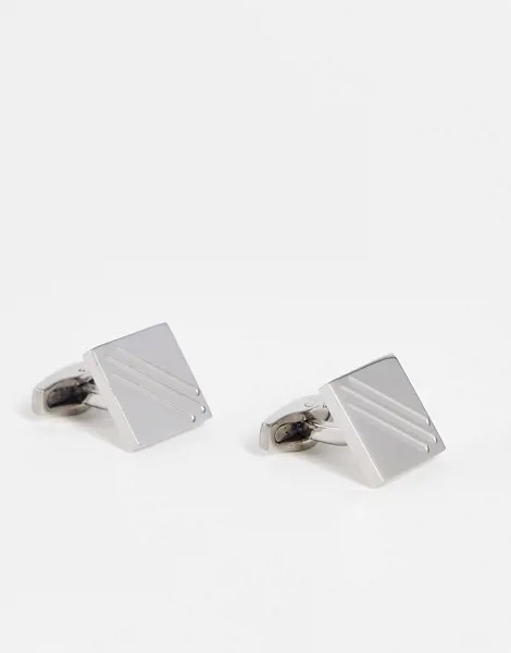 Квадратные серебристые запонки из нержавеющей стали с линией ASOS DESIGN-Серебряный