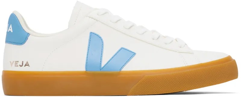 Бело-синие кожаные кроссовки Campo Veja, цвет Extra white/Aqua