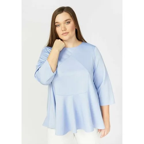 Блуза , нарядный стиль, укороченный рукав, размер 48, голубой