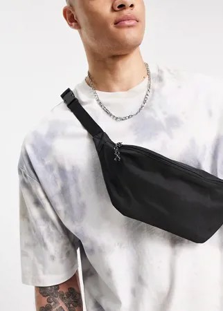 Черная нейлоновая сумка-кошелек через плечо с контрастными пуллерами ASOS DESIGN-Черный цвет