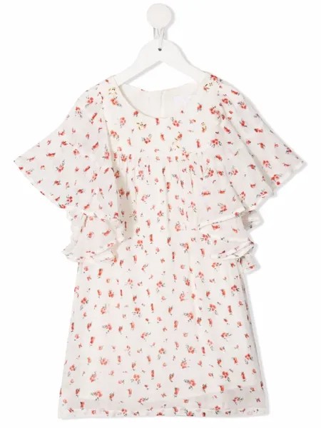 Chloé Kids платье с цветочным принтом и оборками