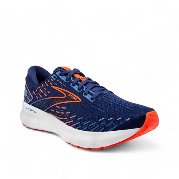 Мужские кроссовки Glycerin 20 синего цвета Depths/ Palace Blue/оранжевого цвета Brooks