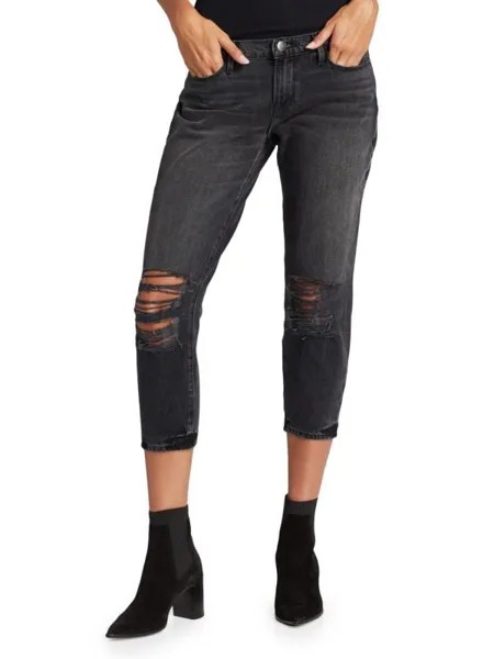Укороченные джинсы le garcon с эффектом потертости Frame Black