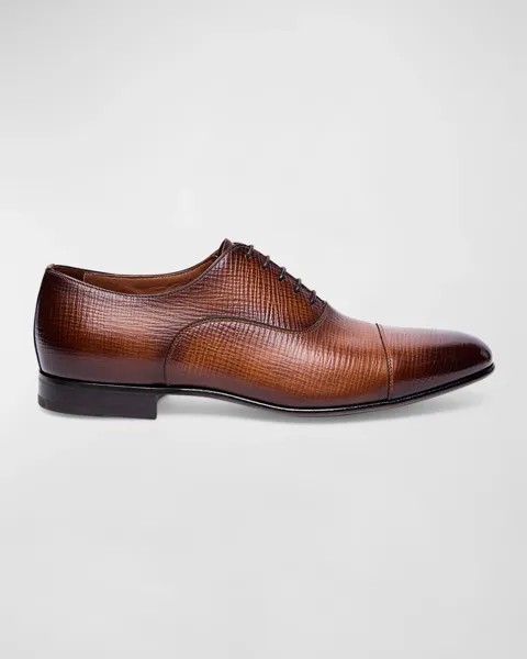 Мужские оксфорды из фактурной кожи Darian Santoni, цвет Medium Brown