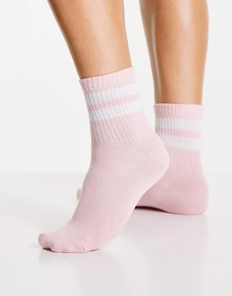 Бледно-розовые носки с полосками в университетском стиле Accessorize-Белый