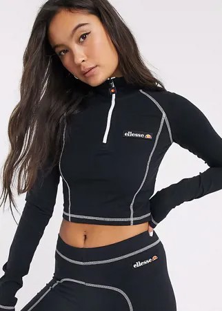 Короткий лонгслив с молнией и контрастными строчками от комплекта Ellesse-Черный