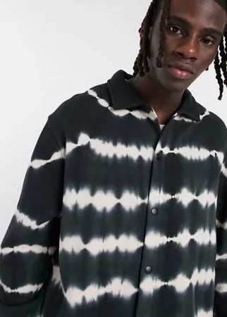 Черная трикотажная oversized-куртка Харрингтон с принтом тай-дай (от комплекта) ASOS DESIGN-Черный цвет