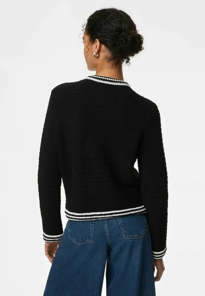 Кардиган TEXTURED CREW NECK Marks & Spencer, черный