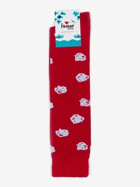Гольфы с рисунками St.Friday Socks, Каракули, Красные, Красный