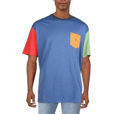 Мужская синяя футболка классического кроя с цветными блоками Polo Ralph Lauren XL BHFO 5939