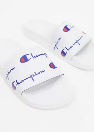 Белые шлепанцы с логотипом Champion-Белый