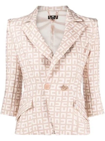 Elisabetta Franchi double-breasted logo-print blazer, розовый