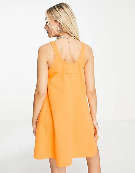Оранжевое джинсовое летнее платье COLLUSION