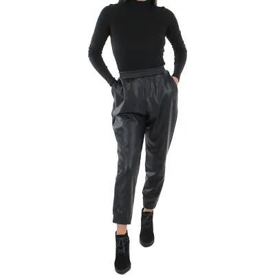Женские черные спортивные штаны из искусственной кожи цвета морской волны M BHFO 1126