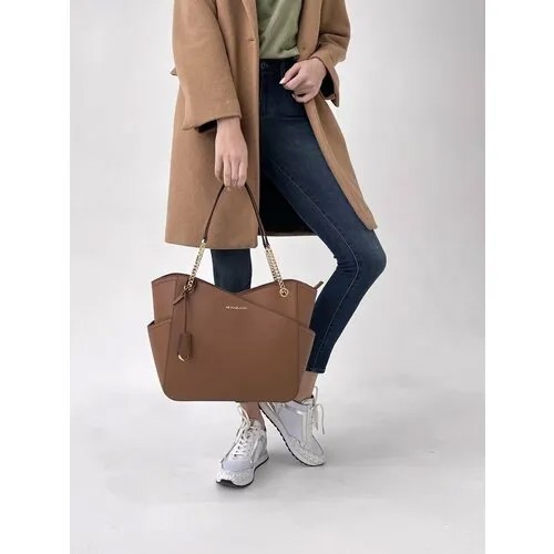 Сумка шоппер MICHAEL KORS, фактура зернистая, коричневый