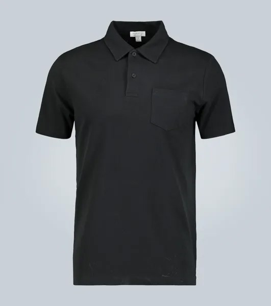 Рубашка-поло Riviera из хлопка Sunspel, черный