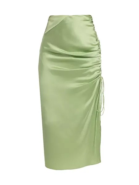 Шелковая юбка со сборками Alejandra Alonso Rojas, зеленый