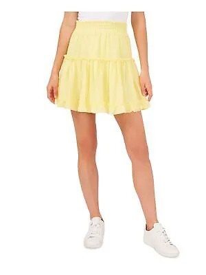 RILEY-RAE Женская желтая прозрачная мини-юбка без застежки на клипсе со сборками в горошек, M