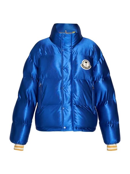 8 Moncler Стеганый пуховик с логотипом Palm Angels Keon Moncler Genius, синий